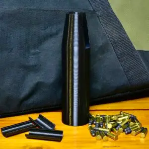 22LR slip on silencer with spacers and ammo